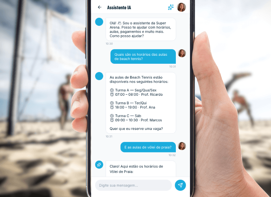 Assistente IA respondendo no chat